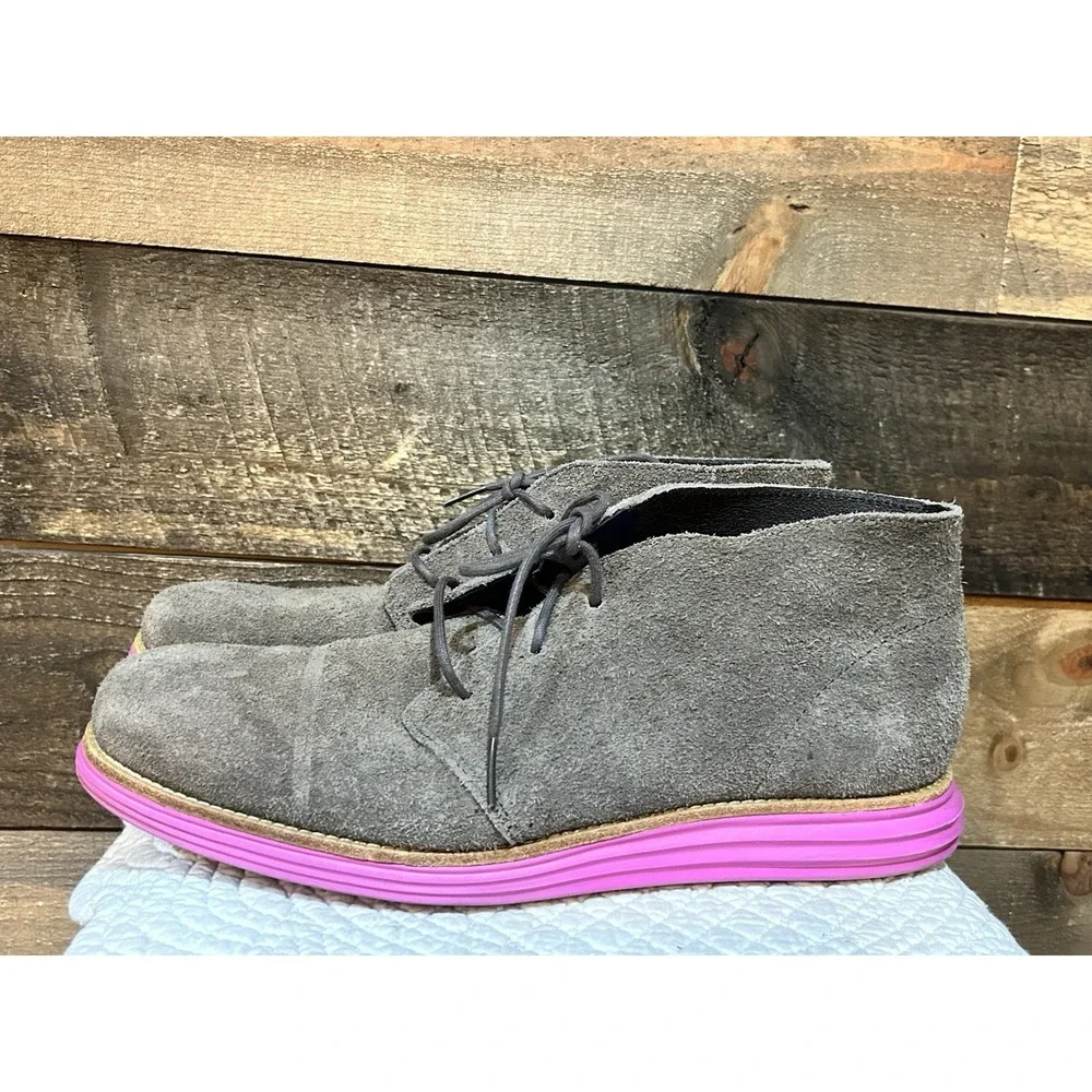 COLE HAAN LUNAR GRAND CHUKKA Comfort Suede Laced Up Ankle Boots Sz‎ 10